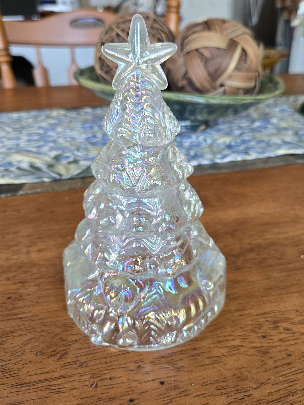 Vintage Iridescent Glass Light-Up Christmas Tree with Bear